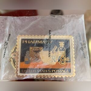 Vintage U.S Postage Stamp 8 Cent Pharmacy Keychain New